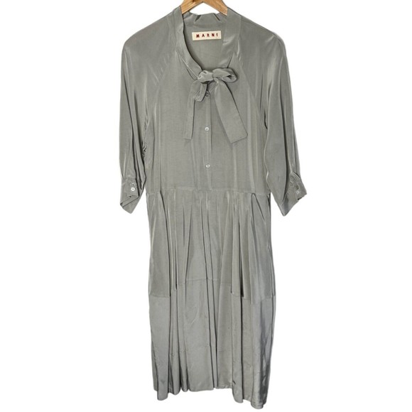 Marni Dress Gray Bow Neck Just Below Knee Length Women's 40 4 - Picture 1 of 13